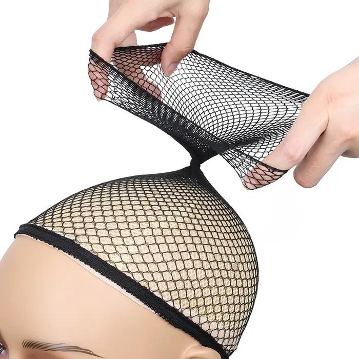 Filet à cheveux noir en maille extensible, dôme tissé, chapeau, filet de perruque, casquette en mail
