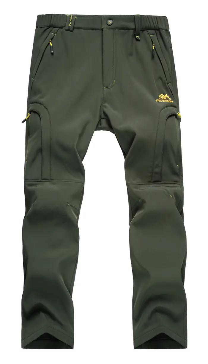 Pantalon de randonnée imperméable pour hommes, doublé polaire, pantalon de Ski de neige, Softshell d