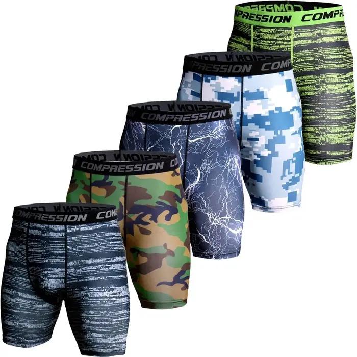 Shorts de compression hommes camouflage 3D pour musculation, course et gymnastique - Élastique et respirant
