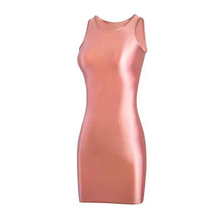 Robe de plage brillante longue moulante pour femmes grande taille extensible collection été débardeur occasions spéciales