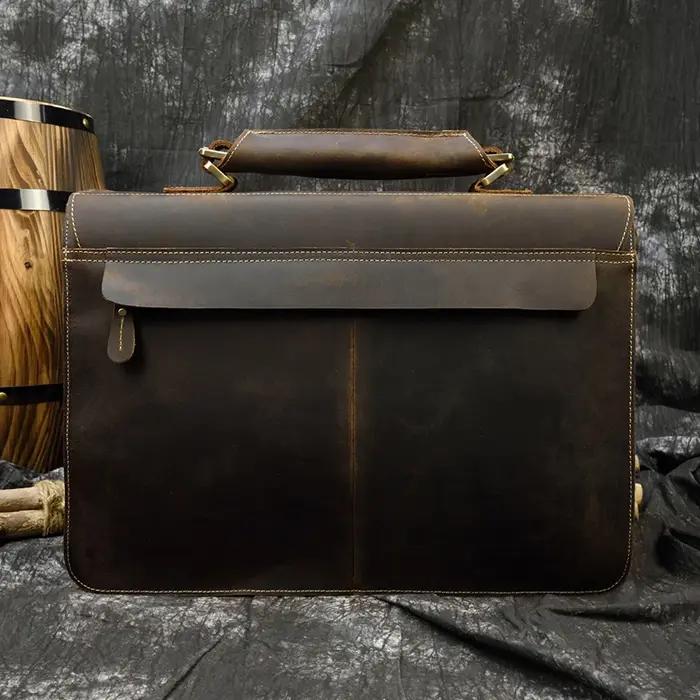 Sac d'ordinateur en cuir de vachette véritable pour homme, sac pour ordinateur portable, étui à bomb