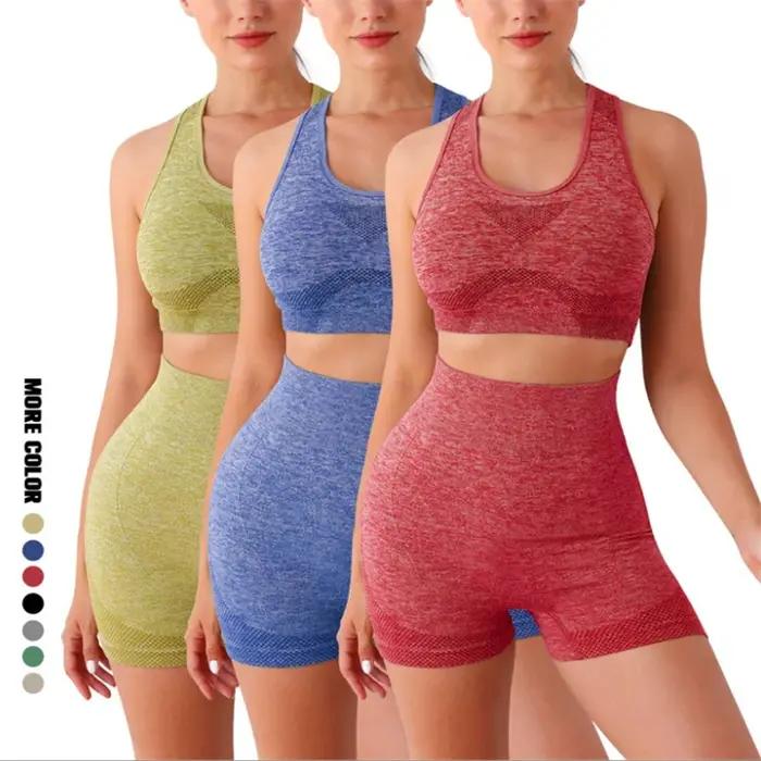 Ensemble de Yoga Shorts de gymnastique femmes Sport soutiens-gorge brassière hauts d'entraînement po