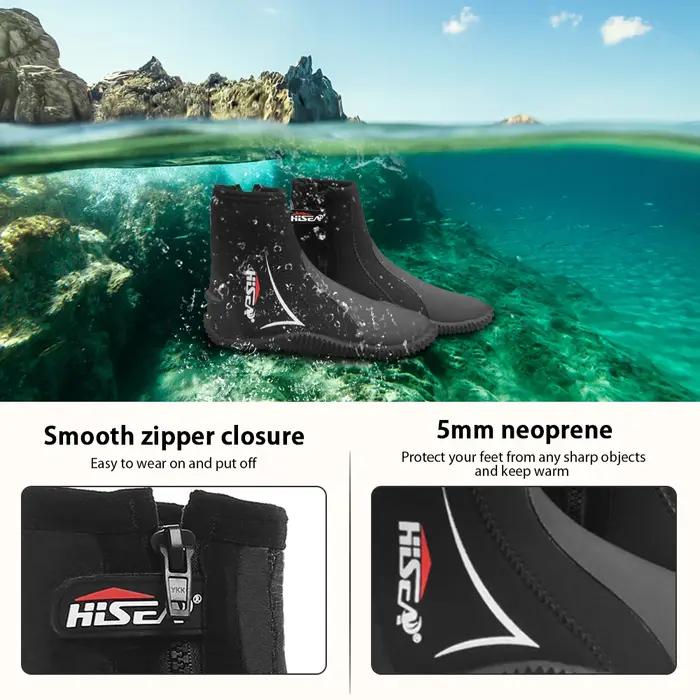Bottes de plongée en néoprène 5mm, bottes de combinaison avec fermeture éclair latérale pour hommes