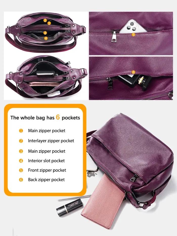 Zency – sac à bandoulière élégant en cuir véritable pour femmes, sacoche tendance pour dames, rouge
