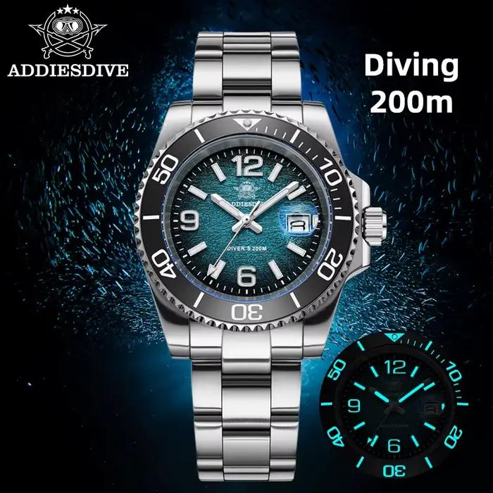 ADDIESDIVE 2025 nouvelle montre pour hommes plongée 41mm montre-bracelet à Quartz 200m étanche lunet