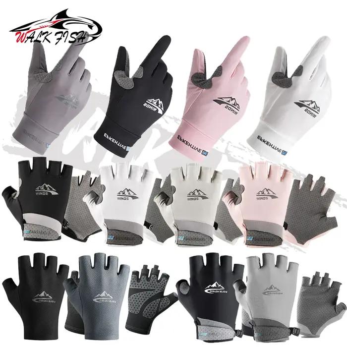 Gants sans doigts pour hommes et femmes, Protection solaire UV, demi-doigt pour la pêche, la pagaie,