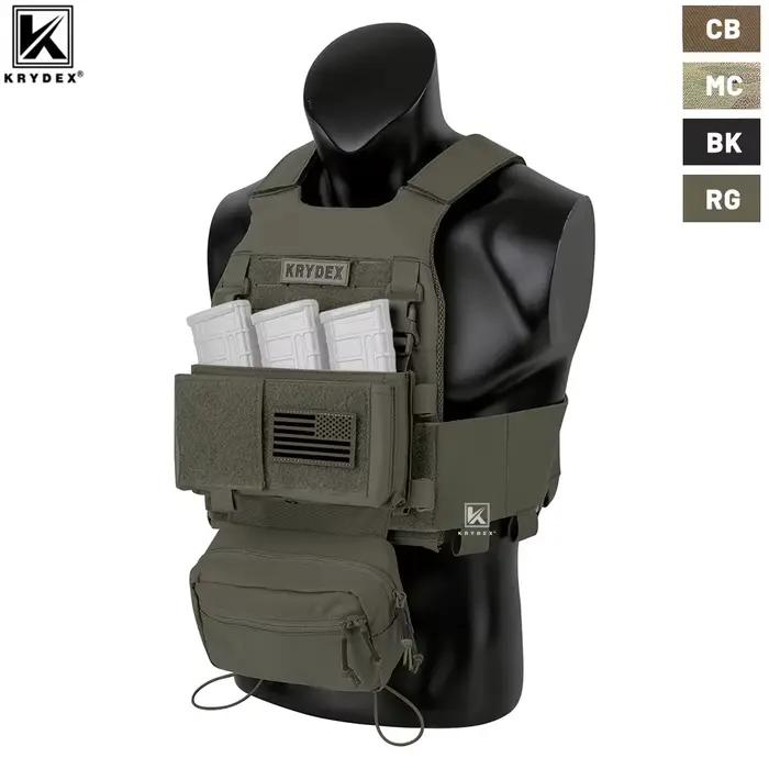 KRYDEX – gilet tactique porte-plaque lisse à basse visibilité, avec ceinture élastique, Micro combat