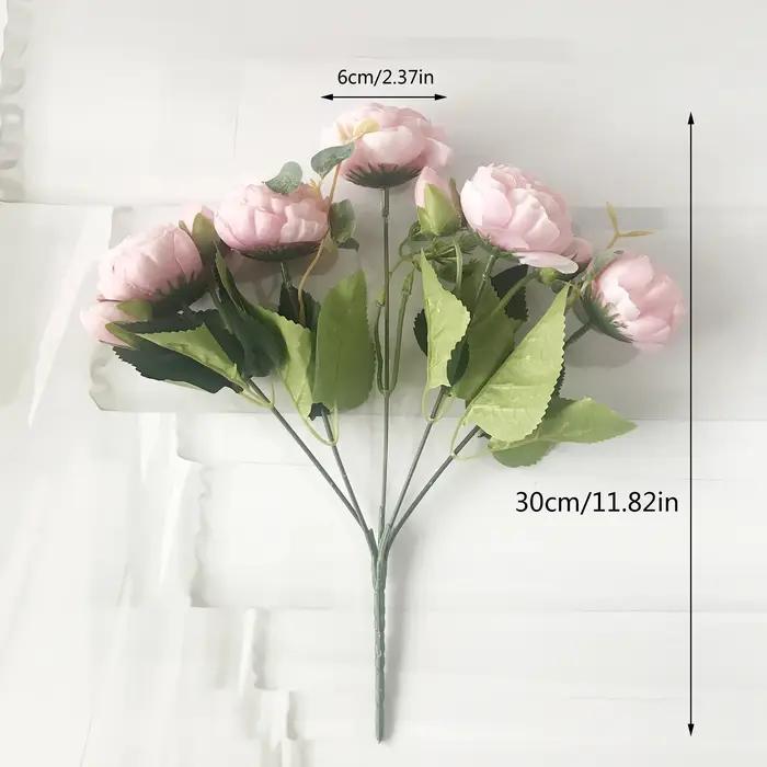 Bouquet de fleurs artificielles pivoine en soie Rose 30cm, 5 grandes têtes et 4 bourgeons, fausses f