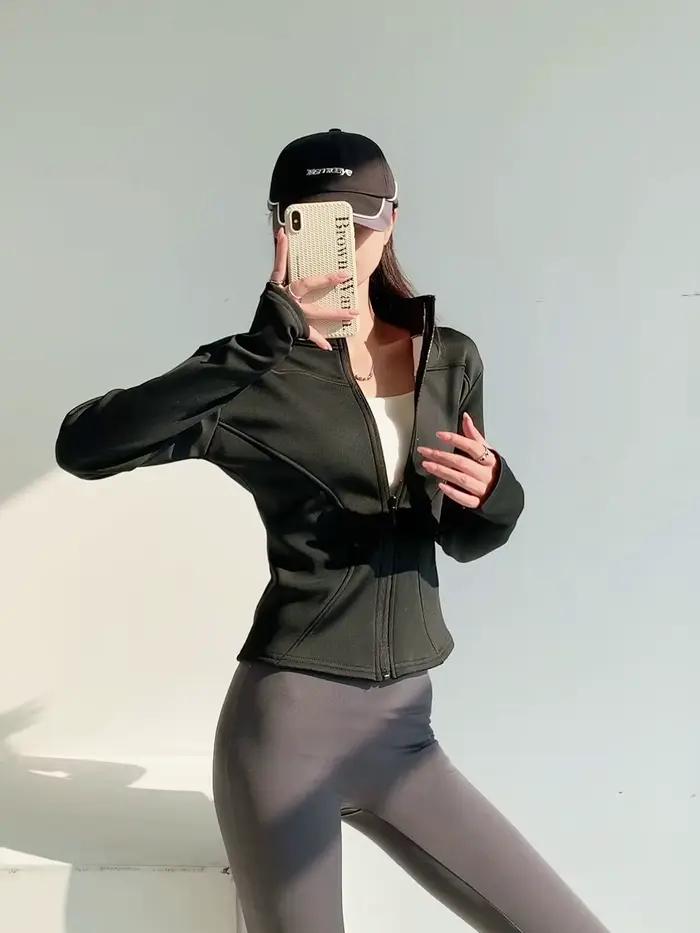 Veste slim fit à manches longues pour femme, manteau polaire chaud et épais avec fermeture éclair co