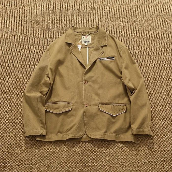 Style revers vêtements de travail rétro Fengshui lavage vieille veste en jean haut hommes pur coton