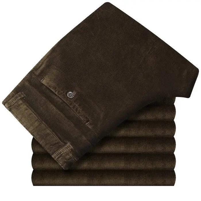 Pantalon en velours côtelé élastique pour homme, pantalon droit, pantalon épais, noir, affaires, déc