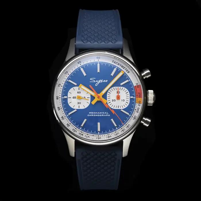 Sugess montre pilote ST19 mouvement d'origine montre-bracelet à col de cygne chronographe mécanique