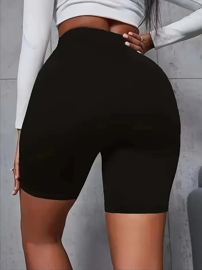 Shorts de cyclisme taille haute pour femmes tissu extensible couleurs unies pour sports d'été fitness yoga agilité confort