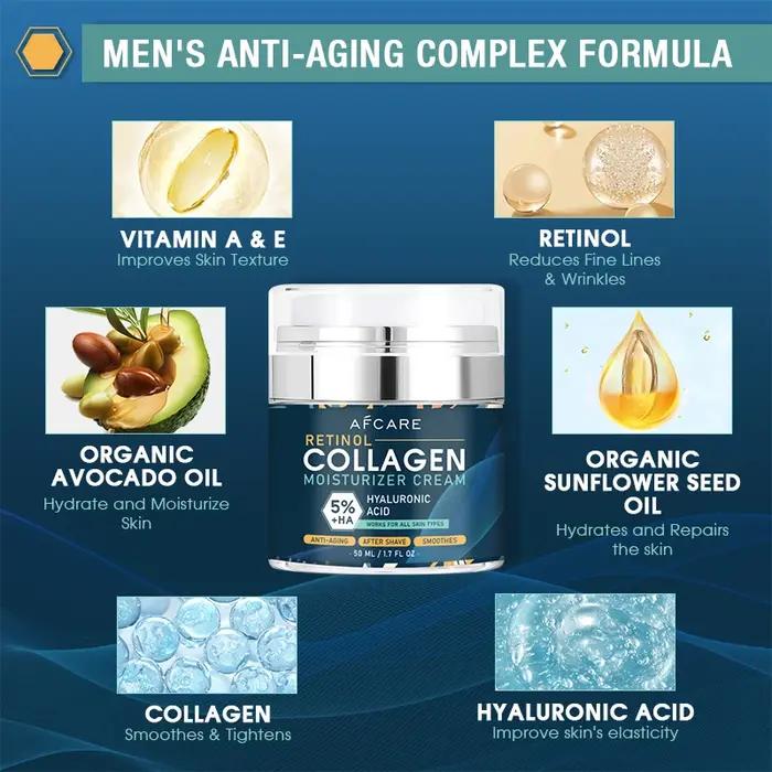 Combinaison de crème pour le visage au collagène 8%, acide hyaluronique de haute qualité, Anti-rides