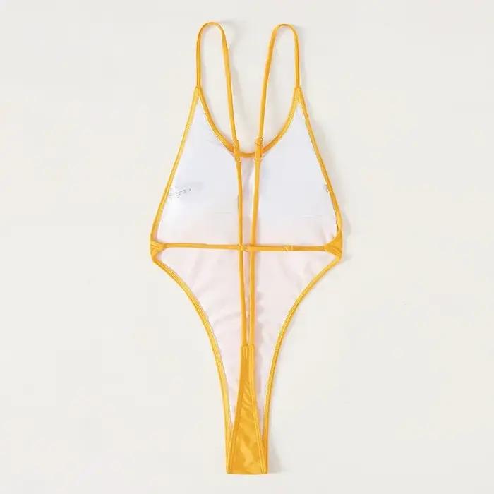 Maillot de bain une pièce sexy dos nu pour femmes - String découpé pour plage et piscine