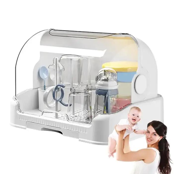 Support de séchage de bouteilles pour bébés, stockage de bouteilles anti-poussière avec plateau d'ég