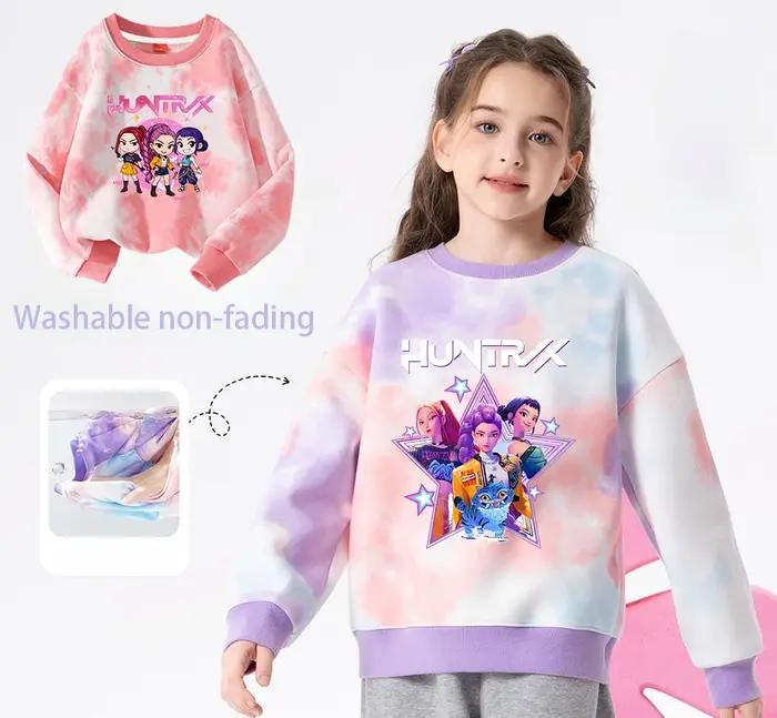 K-Pop Hunters Zoey Mira Rumi Sweat-shirt tie-dye pour fille, pull à col rond, vêtements de sport pou