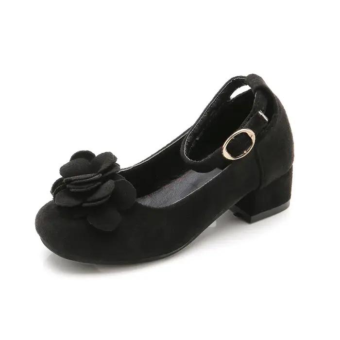 Mode filles enfants enfants chaussures en cuir à talons hauts princesse douce pour soirée spectacle