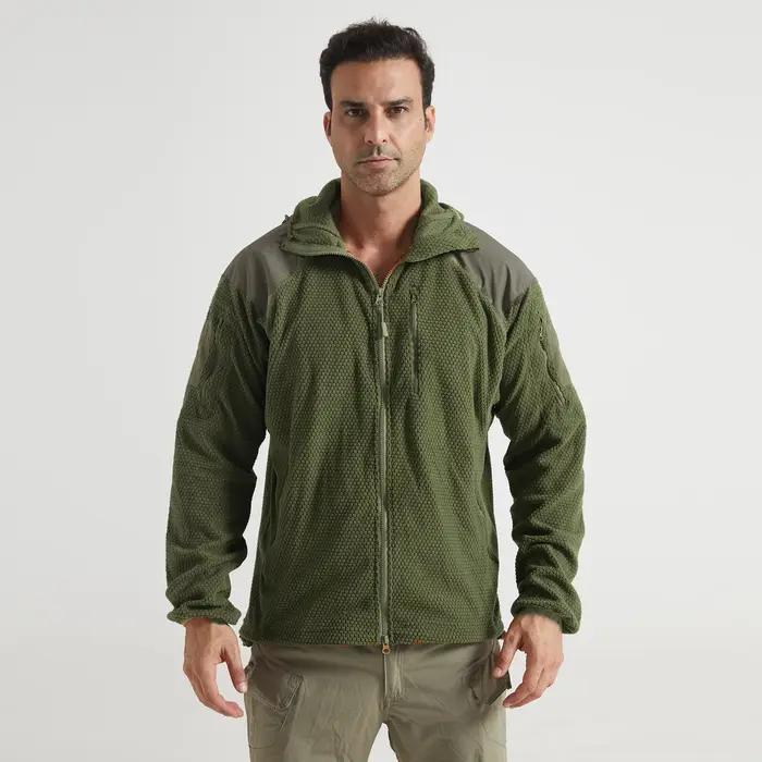 Veste tactique militaire en polaire pour homme, coupe-vent thermique à col montant, manteau de sport