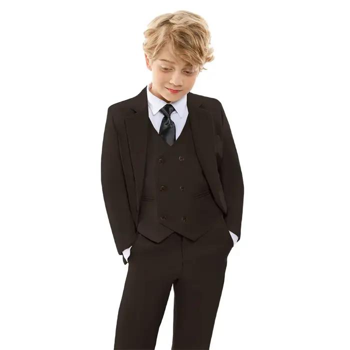 Ensemble Costume Marron Garçon Printemps Automne Nouveau Tenue Enfant Cérémonie Mariage Anniversaire