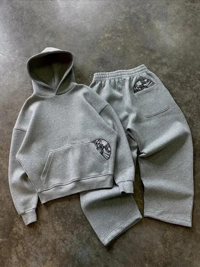Costume de sport pour hommes, Streetwear rétro décontracté, tendance, Y2K, Harajuku, sweat à capuche