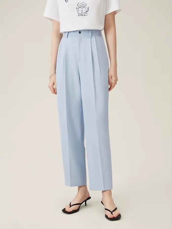 FSLE-Pantalon d'été taille haute pour femme, coupe courte, style décontracté, amincissant, fuselé, b