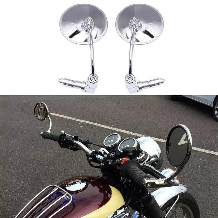 Rétroviseurs ronds universels chromés pour motos, 7/8 pouces, pour Honda, kawasaki, Triumph, Yamaha,