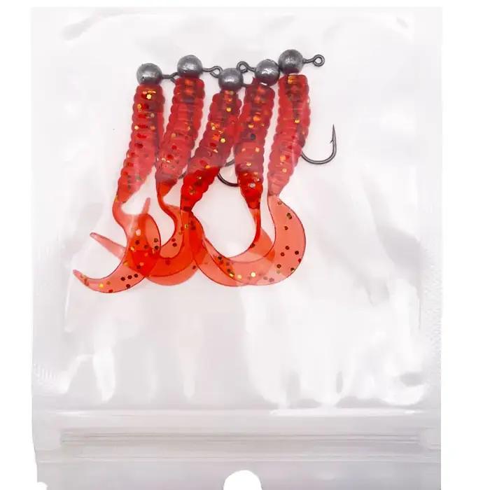 JYJ 5 pièces/sac 1g jig crochet avec 4cm pêche grub ver mouche doux petit leurre appât artificiel ma