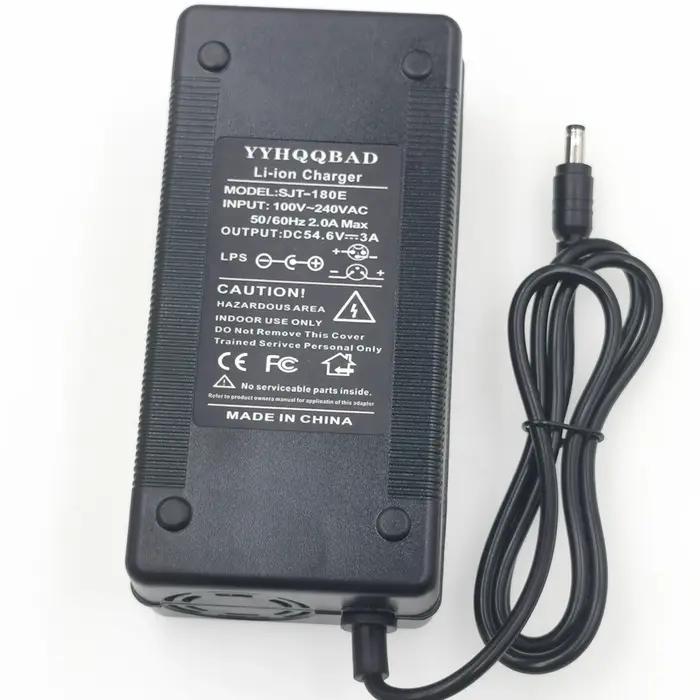 Chargeur de batterie 54.6V 3A pour batterie Li-ion 13S 48V, chargeur de batterie lithium pour vélo é