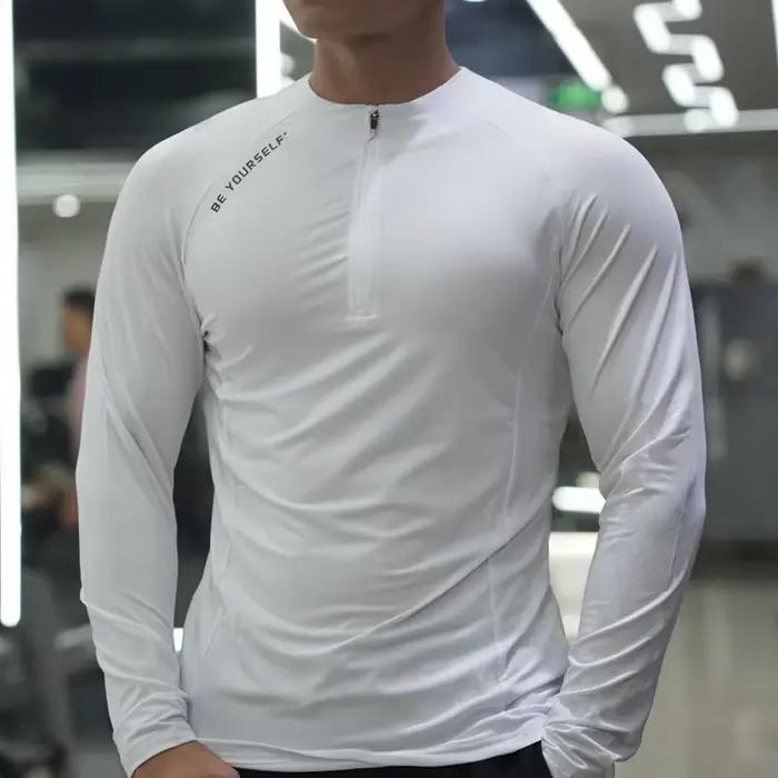 T-shirt de sport de compression à manches longues pour hommes, t-shirt de course, sweat-shirt de jog