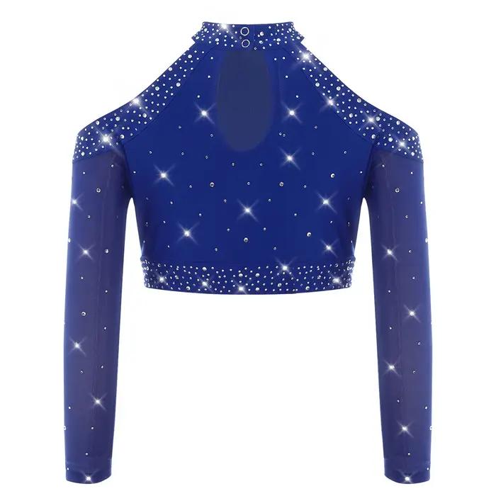 T-shirts pour enfants tendance, streetwear, hauts à paillettes brillantes, costumes de danse jazz et