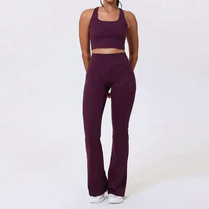2 pièces costume de Yoga ensemble de sport vêtements de Yoga ensemble de gymnastique femmes survêtem