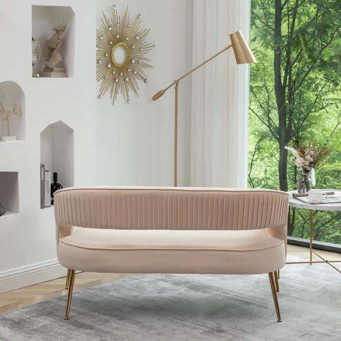 Causeuse touffetée en velours avec pieds en métal, canapés pour salon, canapé confortable, luxe abor