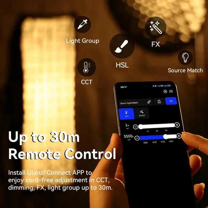 Ulanzi VL-200Bi 200W V-Mount COB Light sans fil Andrea Control 2700K-6500K Video Light for Skit Vide