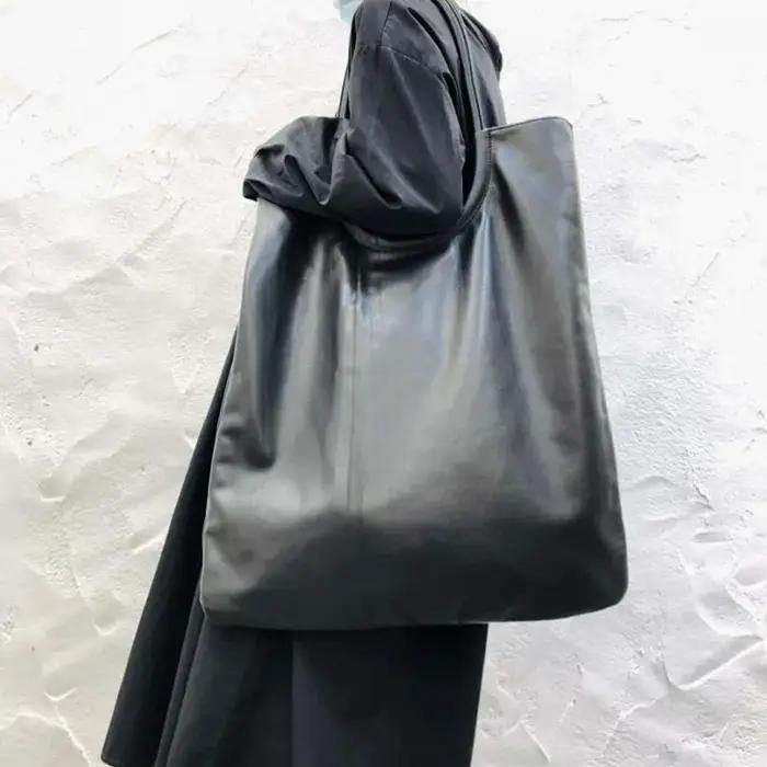 Grand sac en cuir véritable souple pour femme, fourre-tout décontracté, sac de voyage pour ordinateu