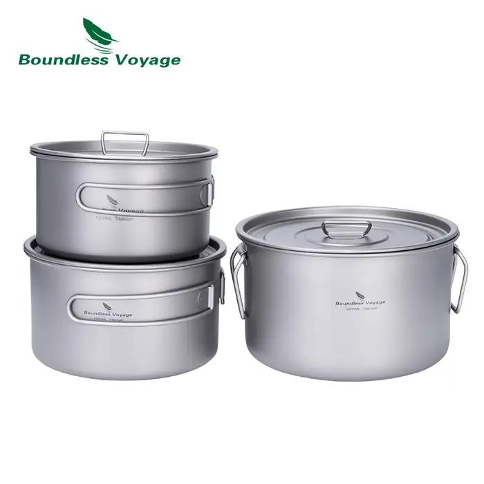 Pot en titane Voyage sans limites 1,2 l 1,8 l 2,4 l, ensemble de cuisine de Camping, Pot de sac à do
