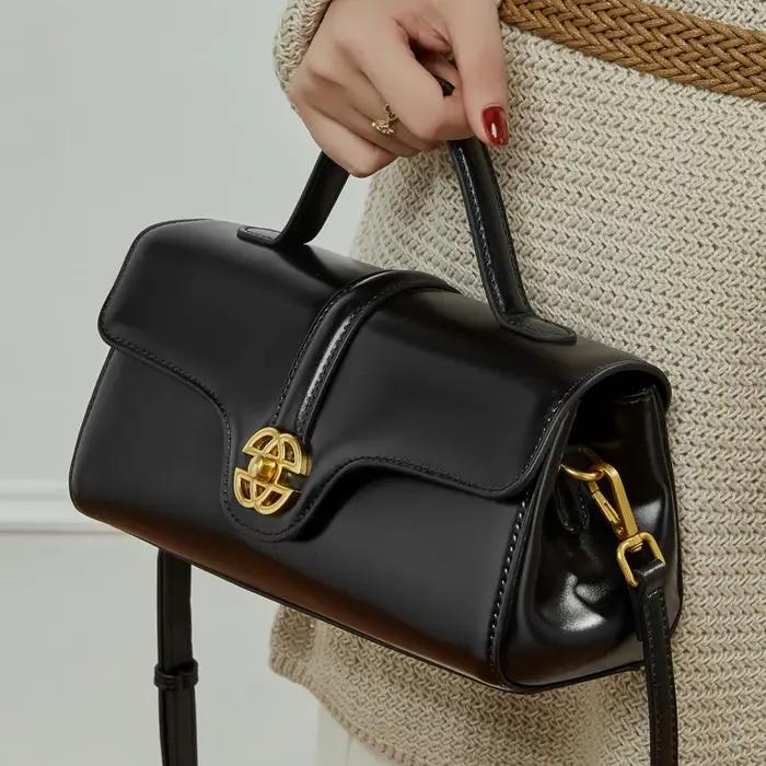 Sac à main de luxe en cuir de vache fendu pour femmes, sac à bandoulière carré de bonne qualité, nou