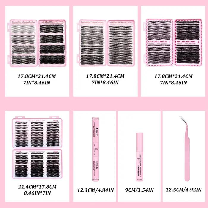 Kit de cils individuels, bricolage, grappes de cils en Volume, boucles D, Extension de cils naturels