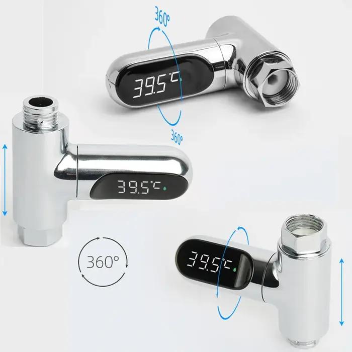 Thermomètre de douche d'eau domestique à affichage LED 5-85 ℃ Thermomètre à eau auto-alimenté à dé
