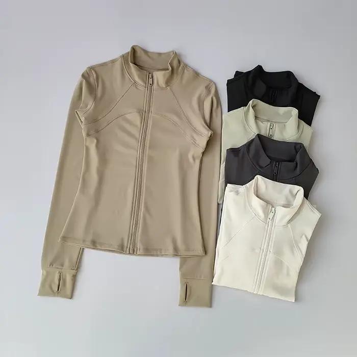 Costume de Yoga pour femmes, haut de gamme, col montant, manches longues, veste de sport, course à p