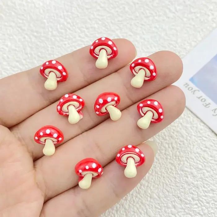 30 pièces nouveau mignon résine petit champignon dos plat ornement fabrication de bijoux manucure ac