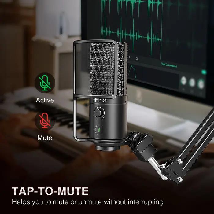 Kit de microphone de Streaming USB FIFINE avec bras de flèche, ensemble de micro à condensateur avec