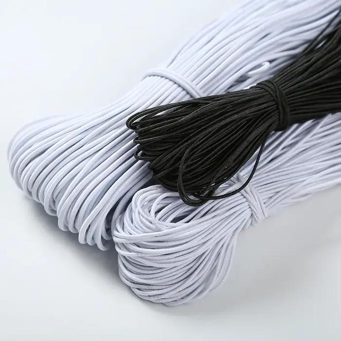 Bande élastique ronde noire et blanche, 5 m, 10m, 1/2/3/4/5/6mm, accessoire de couture, bricolage