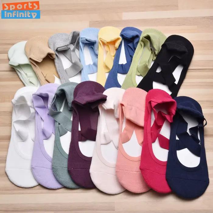 Serviettes pour dames bas bretelles croisées chaussettes de Yoga femmes Ballet danse Fitness chausse