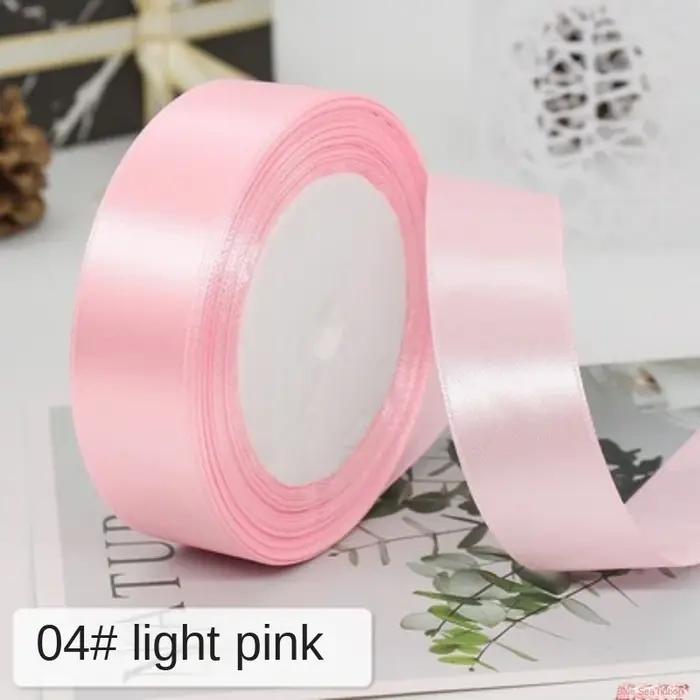 Rubans en Satin de soie rose, 22 mètres/rouleau, 6/10/15/20/25/40/50mm, pour bricolage, artisanat, n