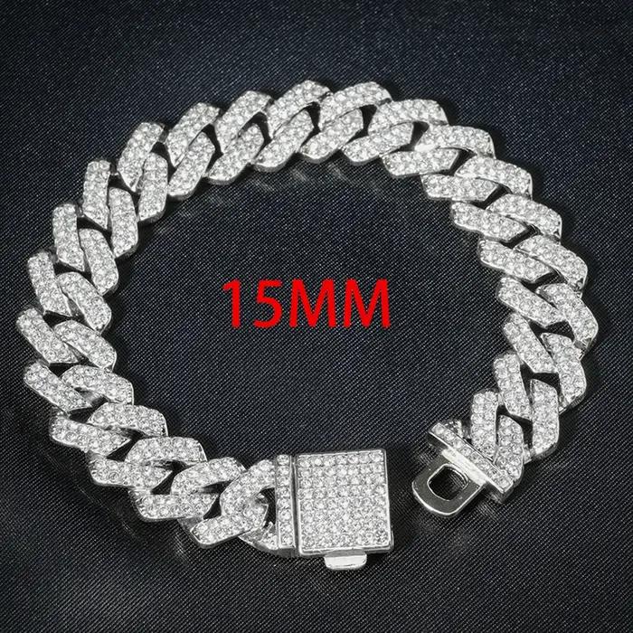 Montre à chaîne cubaine pour hommes, 3 pièces, Hip Hop Miami, bordure glacée, pavé de strass, rappeu