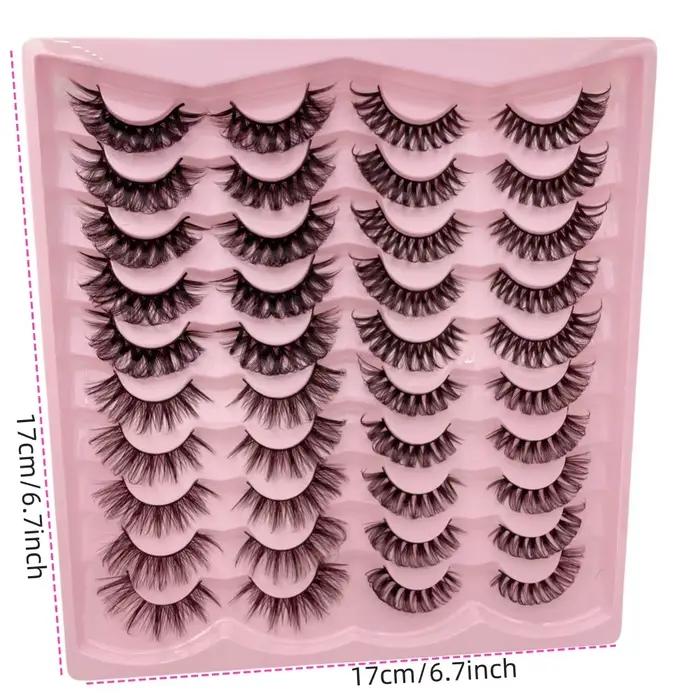 20 paires de faux cils 3D à volume dramatique pour extensions et maquillage de cils d'apparence natu