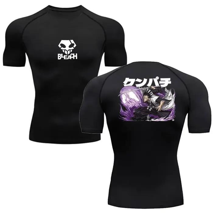 T-shirt de compression anime pour hommes - Haut de sport à séchage rapide pour fitness