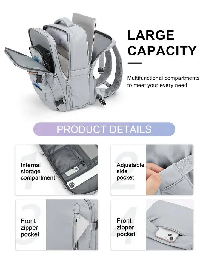 Sac à dos en nylon, sac à dos de voyage d'affaires avec port USB pour femmes et hommes, sac à dos an