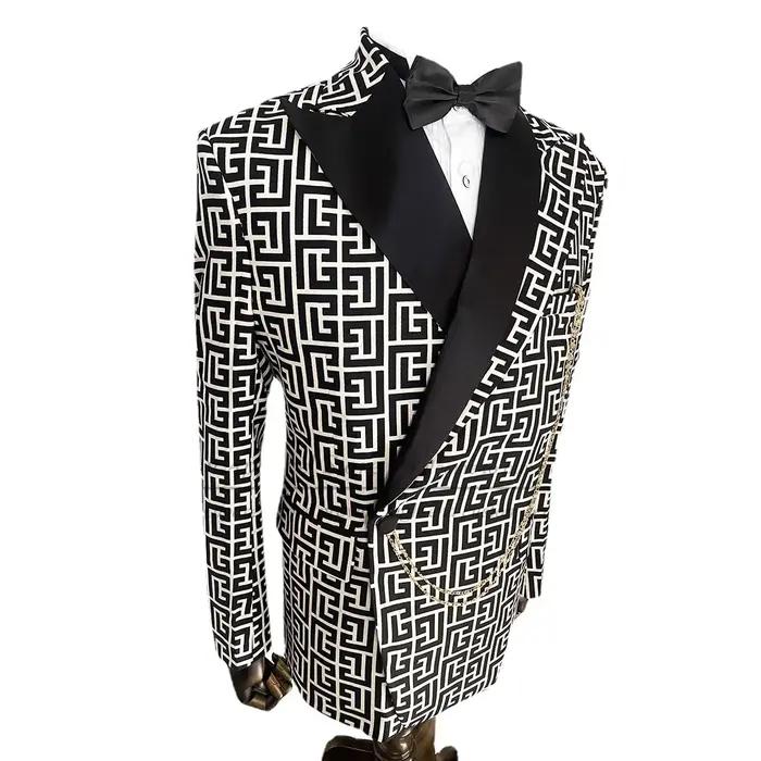 Costumes à carreaux pour hommes, coupe cintrée, 2 pièces, smoking de mariage de luxe, bal formel, mo